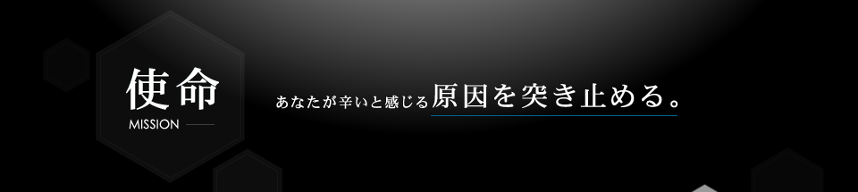 使命 MISSION あなたが辛いと感じる原因を突き止める。