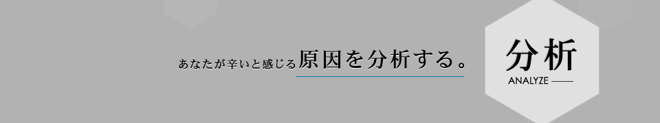 分析 ANALYZE あなたが辛いと感じる原因を分析する。